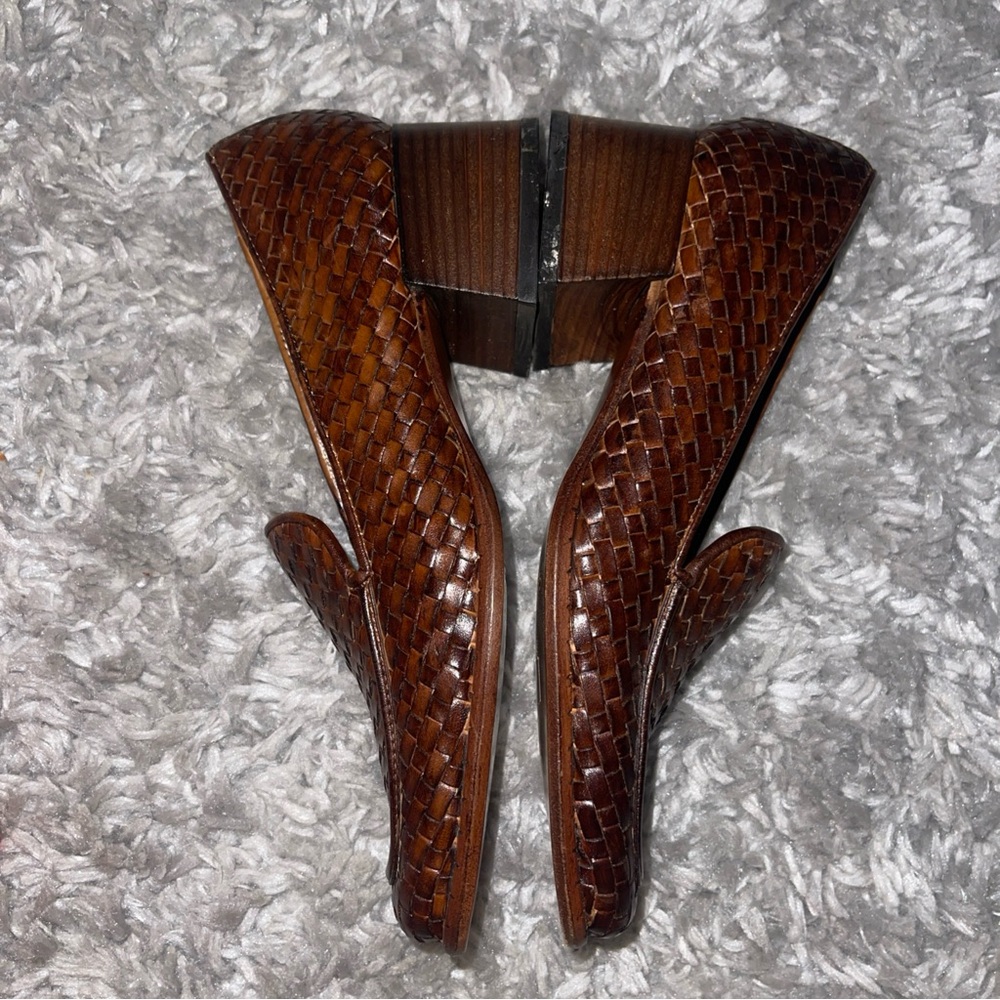 Sesto Meucci Of Florence Brown woven Tassie loafer Size 6N Shoes - Picture 3 of 8